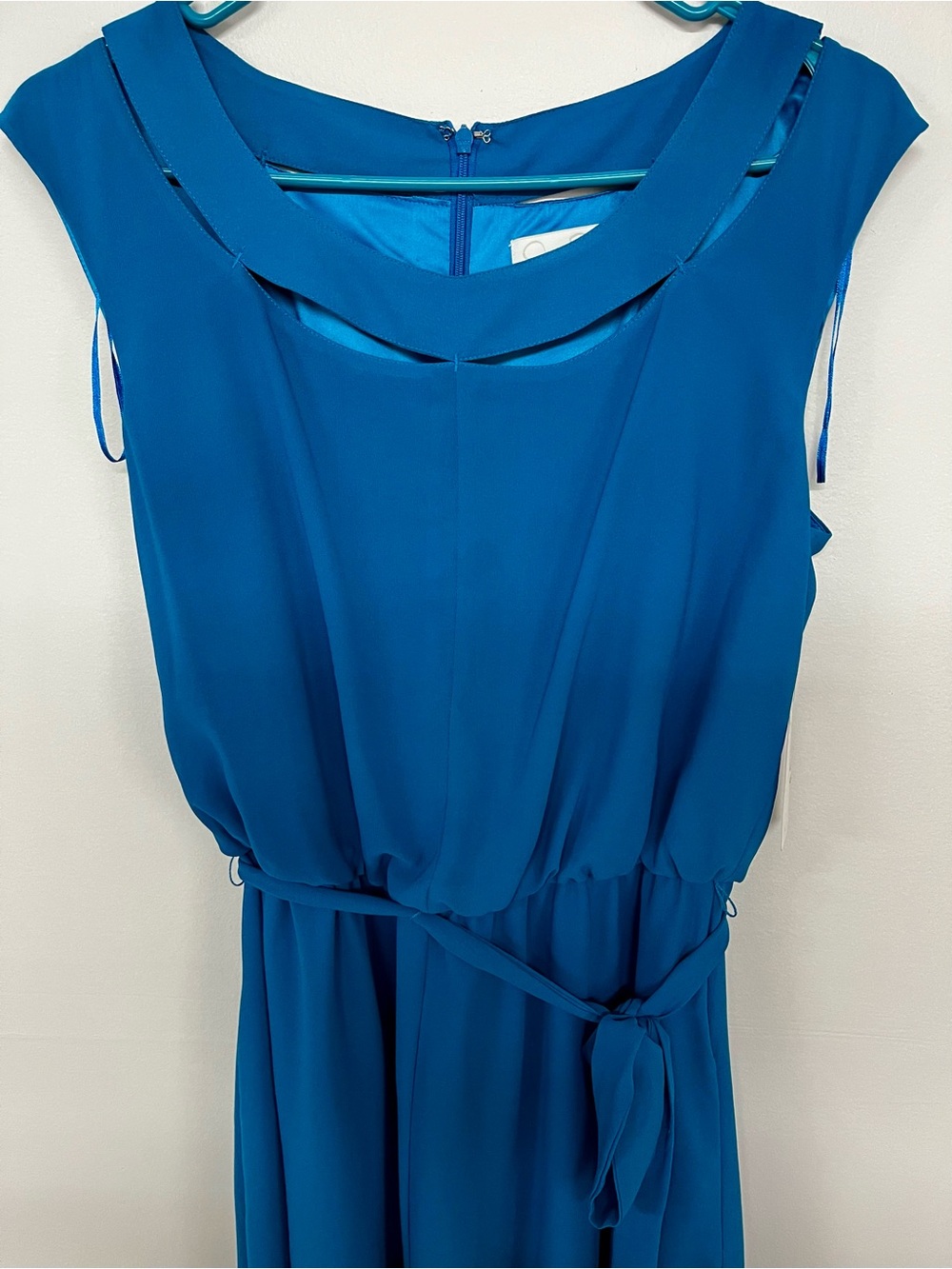 Jessica Simpson High-Low Midi Dress in Teal Blue